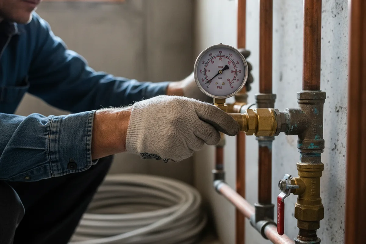 Pressure testing a repaired line during Water Line Repair in Chestertown